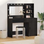vidaXL Kaptafel met spiegellichten met lade 2 pcs Zwart, Huis en Inrichting, Verzenden, Nieuw