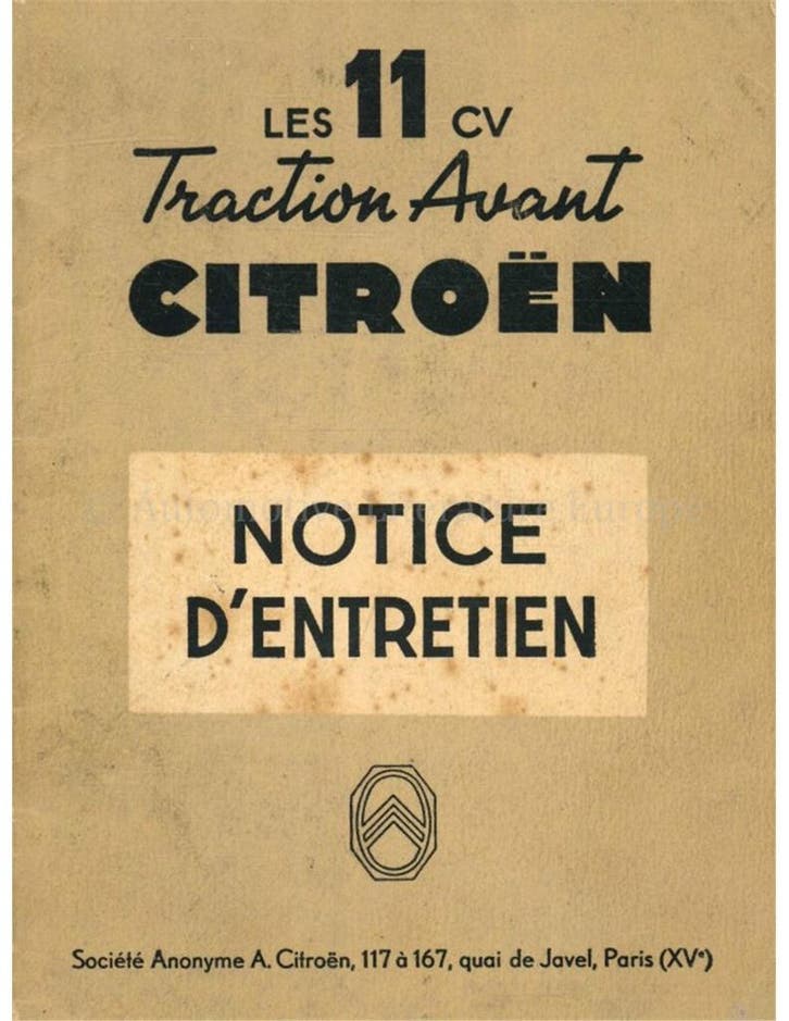 1953 CITROËN TRACTION AVANT INSTRUCTIEBOEKJE FRANS, Auto diversen, Handleidingen en Instructieboekjes