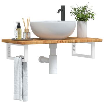 vidaXL Badkamer wandschap staal en massief eikenhout, Verzenden