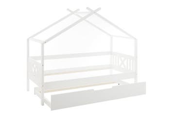 Huisbed 90x200 + Logeerbed (Wit) - Retour deal: 36% korting, 85 tot 100 cm, Verzenden, Zo goed als nieuw, Lattenbodem
