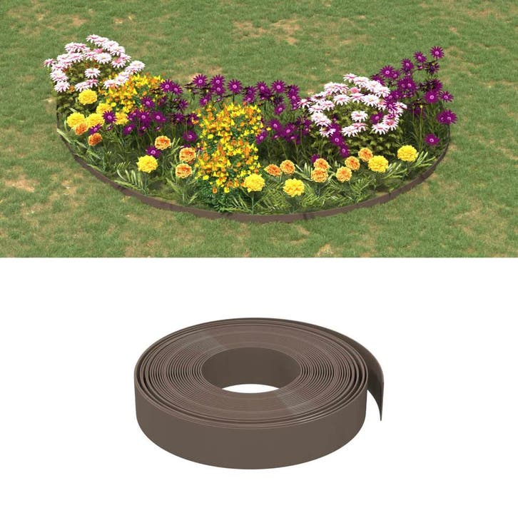 vidaXL Tuinranden 3 st 10 m 10 cm polyetheen bruin, Jardin & Terrasse, Traverses & Bordures, Envoi