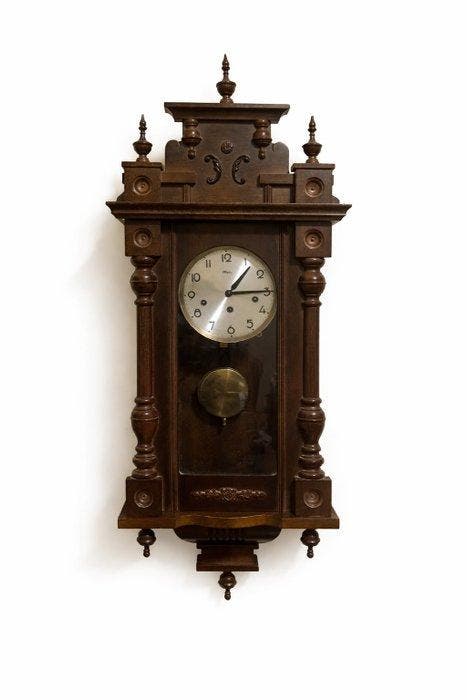 Horloge murale - Mec - Bois, Laiton - 1950-1960, Antiquités & Art, Antiquités | Horloges