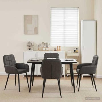 vidaXL Eetstoelen 4 pcs Kunstleer Zwart 56,5 x 50 x 86 cm, Verzenden, Nieuw