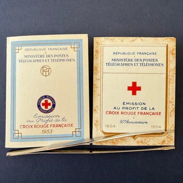 Frankrijk - Rode Kruis notitieboeken 1953 en 1954 in, Gestempeld