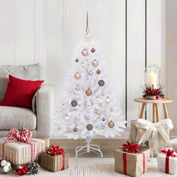 vidaXL Kunstkerstboom 120 cm PVC en Staal Wit, Diversen, Verzenden, Nieuw