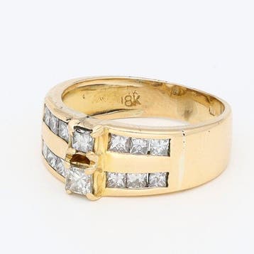 Ring - 14 karaat Geel goud Diamant (Natuurlijk)