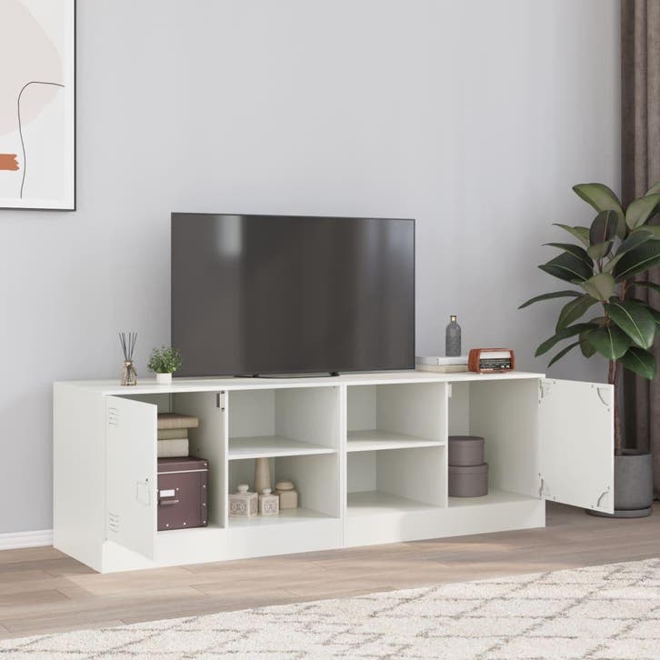 vidaXL Tv-meubelen 2 st 67x39x44 cm staal wit, Huis en Inrichting, Kasten |Televisiemeubels, Nieuw, Verzenden