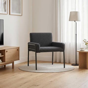vidaXL Accentstoel Donkergrijs Bouclé, Verzenden, Nieuw
