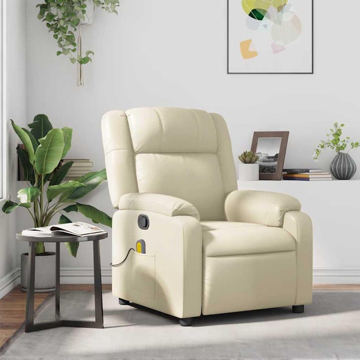 Massagestoel creme, 6-punts massage: OP = OP deal, Huis en Inrichting, Zetels | Zetels, Minder dan 150 cm, 75 tot 100 cm, Zo goed als nieuw
