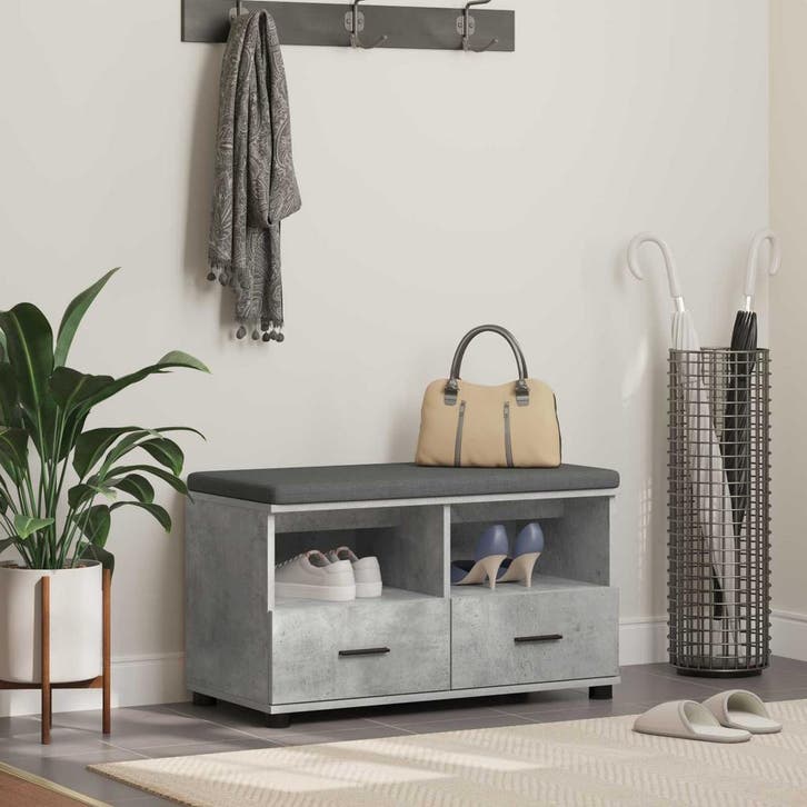 vidaXL Hallenbank Beton Grijs 80 x 38 x 46 cm Geengineerd, Huis en Inrichting, Overige Huis en Inrichting, Nieuw, Verzenden