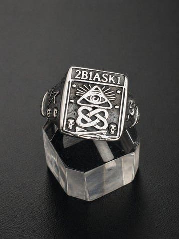 925, Argent - Bague - Œil maçonnique et pentagramme