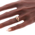 Ring - 18 karaat Geel goud - Parel - Ruby, vintage 1940, Nieuw