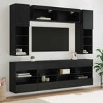 vidaXL Tv Wandkast Set met LED 6 pcs Zwarte Eik, Verzenden