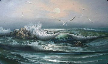 H. Duboc (XX) - Vagues sur les rochers