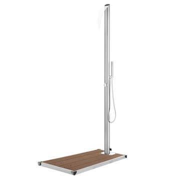 vidaXL Buitendouche met bruine basis 225 cm roestvrij staal, Verzenden