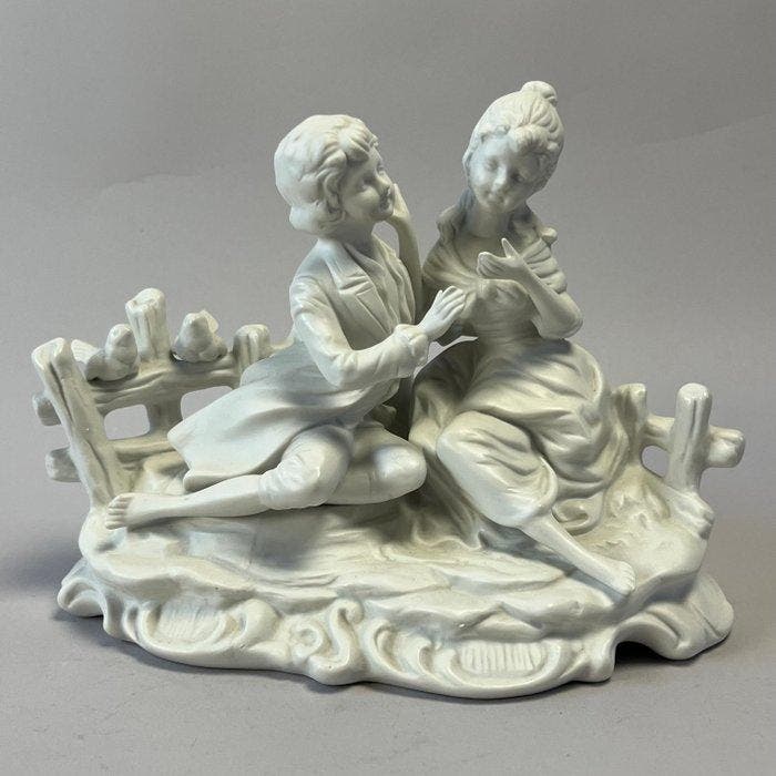 Beeld, Antique Sculpture couple damoure rococo style -, Antiquités & Art, Curiosités & Brocante