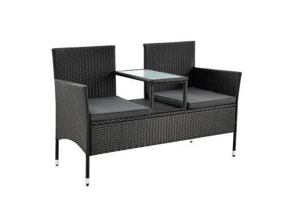 Veiling - Tuinbank Monaco - Polyrotan zwart/grijs, Jardin & Terrasse, Bancs de jardin