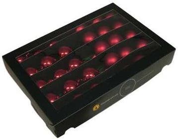 Kerstballen op lange draad rood combi glans mat 5 cm 30, Nieuw