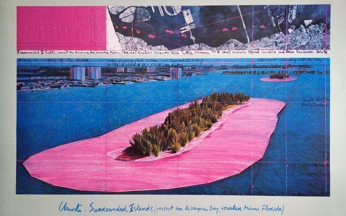 Christo & Jeanne Claude (1935-2020) (after) - Surrounded, Antiek en Kunst, Kunst | Tekeningen en Fotografie