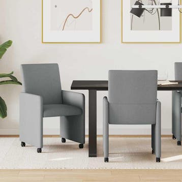 vidaXL Eetkamerstoelen met wielen 2 st Stof Lichtgrijs 57 x, Verzenden, Nieuw