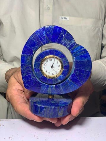 lapis-lazuli Horloge de table - Hauteur : 131 mm - Largeur :