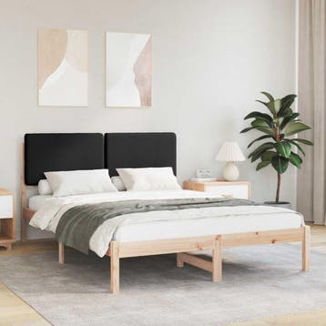 vidaXL Bedframe met Gevoerde Hoofdbord Zwart 140 x 190 cm, Verzenden, Nieuw