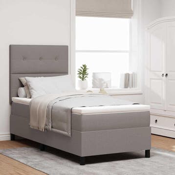 vidaXL Boxspring bed met hoofdeinde Taupe 90 x 200 cm Stof, Verzenden