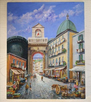 Giuseppe Luongo (1948) - Scorcio di Napoli (Porta Capuana)