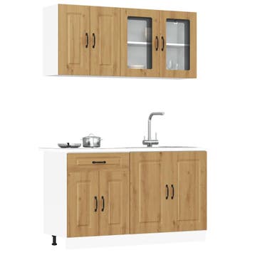 vidaXL 4-delige Keukenkastenset Kalmar bewerkt hout, Verzenden