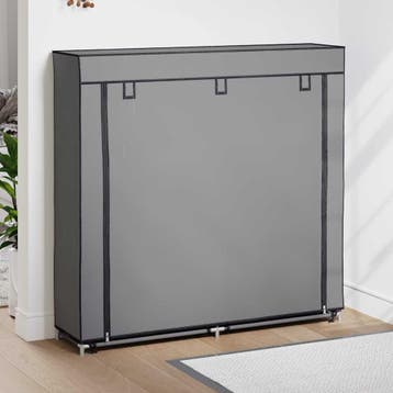 vidaXL Schoenenkast met hoes 115x28x110 cm stof grijs, Verzenden