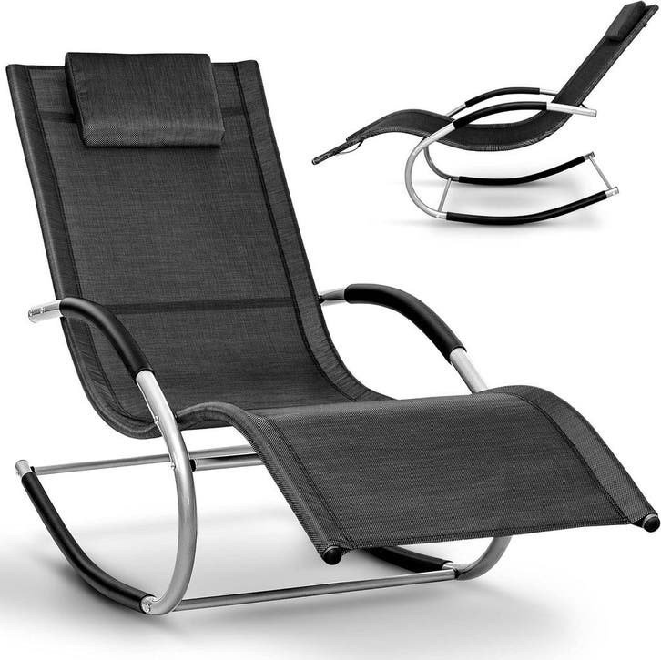 Ligbed - Ligstoel - Zonnebed - Relaxstoel - Zwart - Tillvex®, Tuin en Terras, Ligbedden, Nieuw, Verzenden