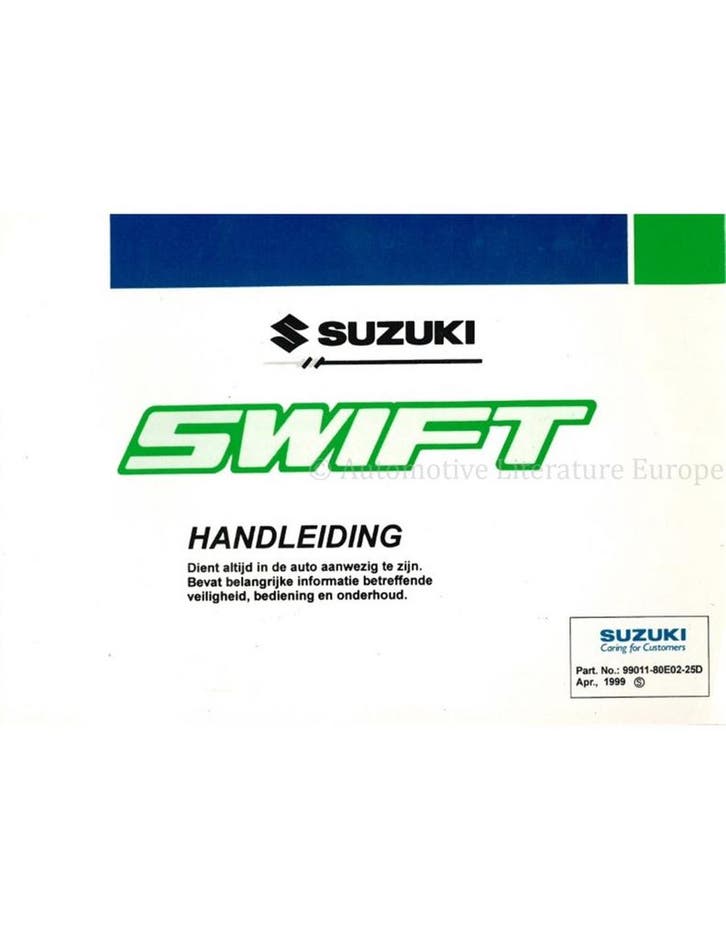 1999 SUZUKI SWIFT INSTRUCTIEBOEKJE NEDERLANDS, Auto diversen, Handleidingen en Instructieboekjes, Ophalen of Verzenden