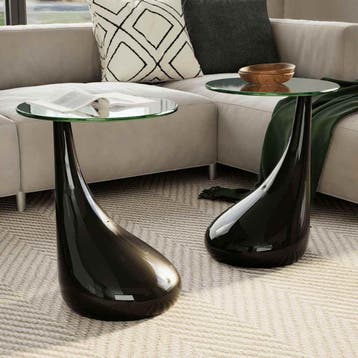 vidaXL Salontafel met rond glazen tafelblad hoogglans zwart, Verzenden