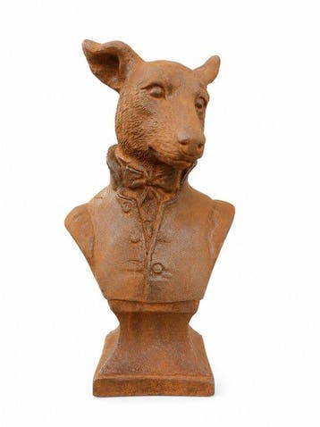 Beeld, statue of a dog in costume in cast metal - 26 cm -