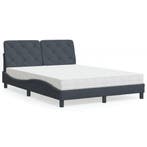vidaXL Bed met matras fluweel donkergrijs 140x200 cm, Huis en Inrichting, Slaapkamer | Bedden, Verzenden, Nieuw