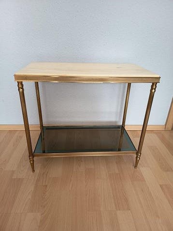 Table dappoint - Laiton, marbre, verre - Table d’appoint