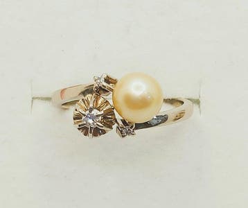 Ring - 19.2 kt. Witgoud Parel - Diamant, Nieuw