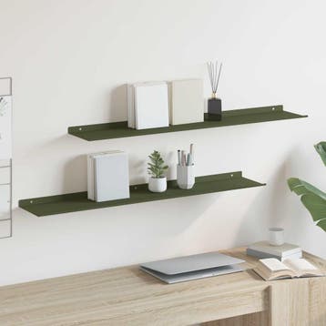 vidaXL Zwevende plank 2 st Olijf Groen 100 x 18 x 2,5 cm, Verzenden, Nieuw