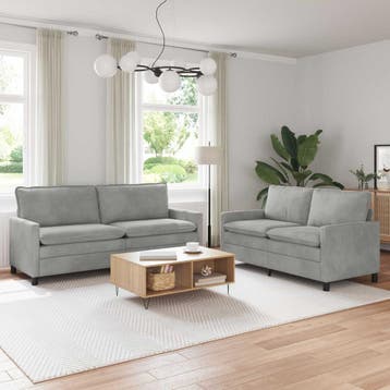 vidaXL bank / zetelstel 2 st Lichtgrijs Fluweel, Verzenden