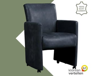 Leren eetkamerstoel Elegant - Kenia Denim (blauw) - Zonder, Huis en Inrichting, Stoelen, Eigentijds, Modern, Blauw, Nieuw, Leer