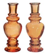 Gekleurd glazen flesje venice vaasje kandelaar amber ø5,7 cm, Nieuw