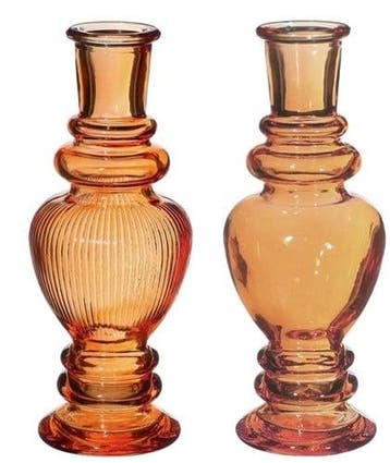 Gekleurd glazen flesje venice vaasje kandelaar amber ø5,7 cm