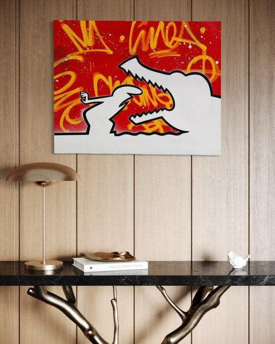 AIIROH - La Linea - Chasing Danger [100% handmade], Antiek en Kunst, Kunst | Schilderijen | Modern