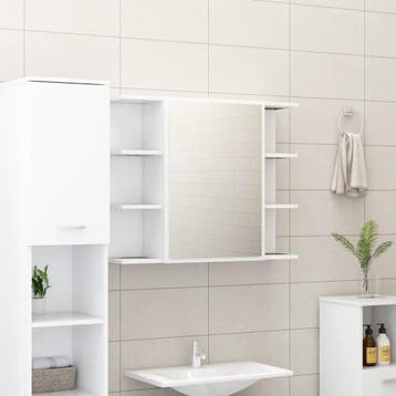 vidaXL Badkamerspiegelkast 80x20,5x64 cm bewerkt hout wit, Verzenden, Nieuw