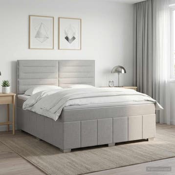 vidaXL Boxspringbed met matras Lichtgrijs 140 x 190 cm Stof, Verzenden, Nieuw
