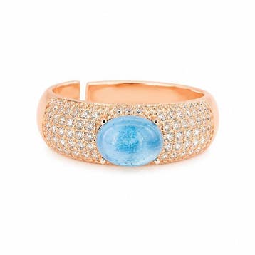 Zonder minimumprijs - Ring Verguld Aquamarijn - Diamant -, Nieuw