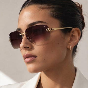 Cartier - Cartier Panthère Rimless Shield Sunglasses Oro, Nieuw