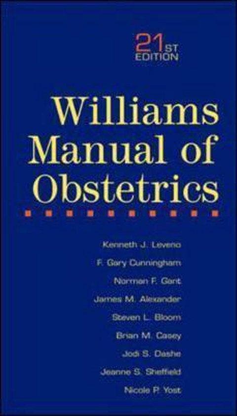 Williams Manual of Obstetrics 9780071372152, Livres, Langue | Anglais, Envoi