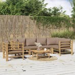 vidaXL 7-delige Loungeset met kussens bamboe taupe, Verzenden, Nieuw, Loungeset