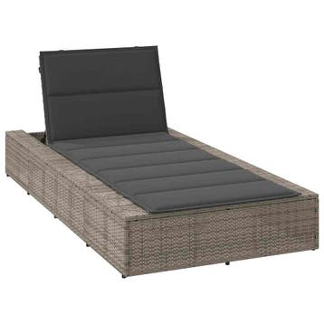 vidaXL Ligbed met zwevend kussen poly rattan grijs, Tuin en Terras, Verzenden, Nieuw